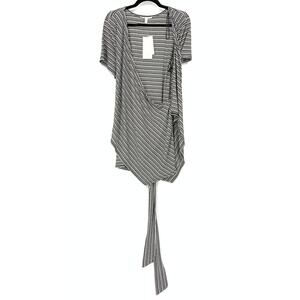 Seven7 Top Women's Size 2X Wrap Black White Striped NEW